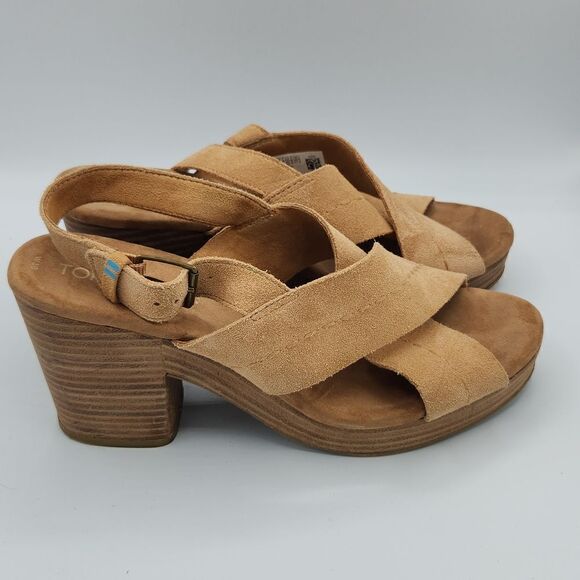 TOMS Ibiza Honey Suede buckle slingback heel Sandals - Picture 1 of 9